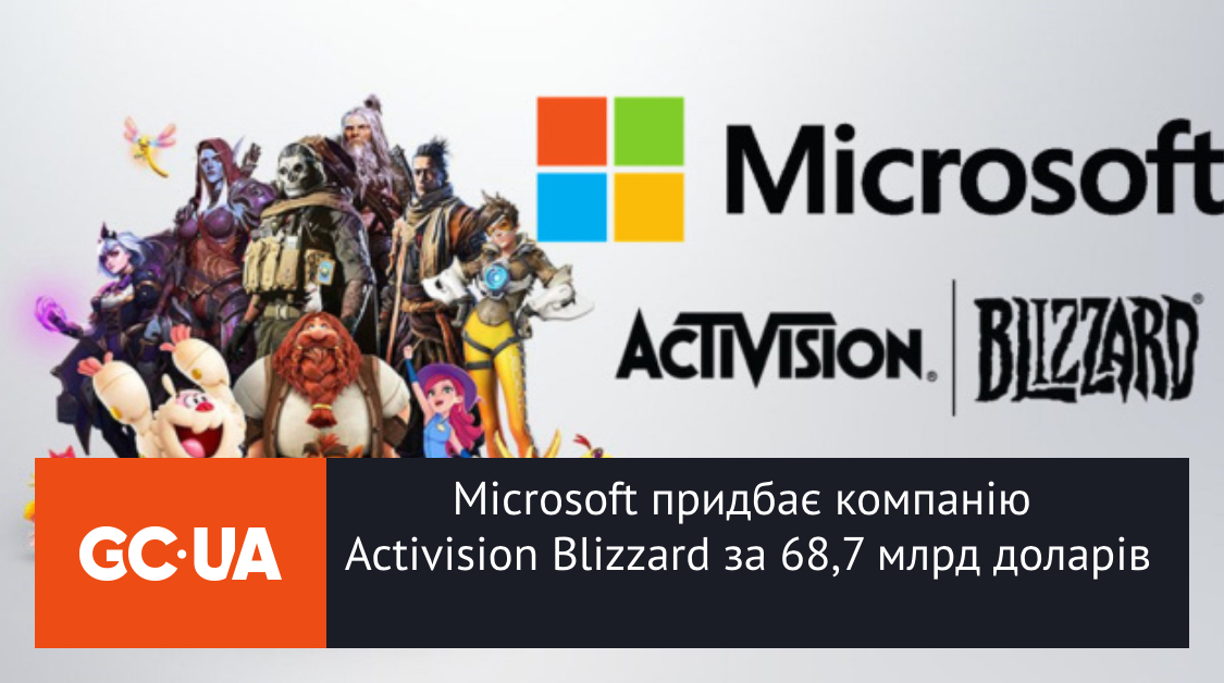 Microsoft придбає компанію Activision Blizzard за 68,7 млрд доларів